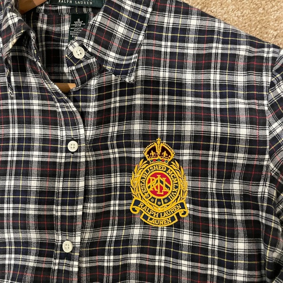 ✨Like New✨Lauren Ralph Lauren plaid button up shirt 🖤♥️💛 - Picture 4 of 4
